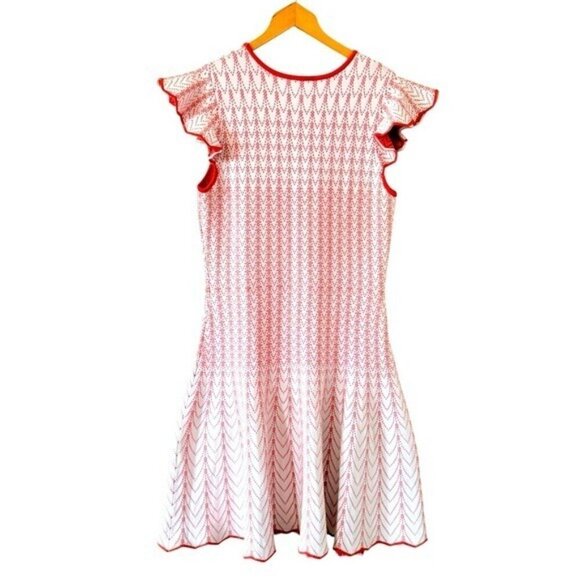 ANTHROPOLOGIE Shoshanna Callie Knit Flutter Sleeve Drop Waist Dress Size L - Picture 7 of 11